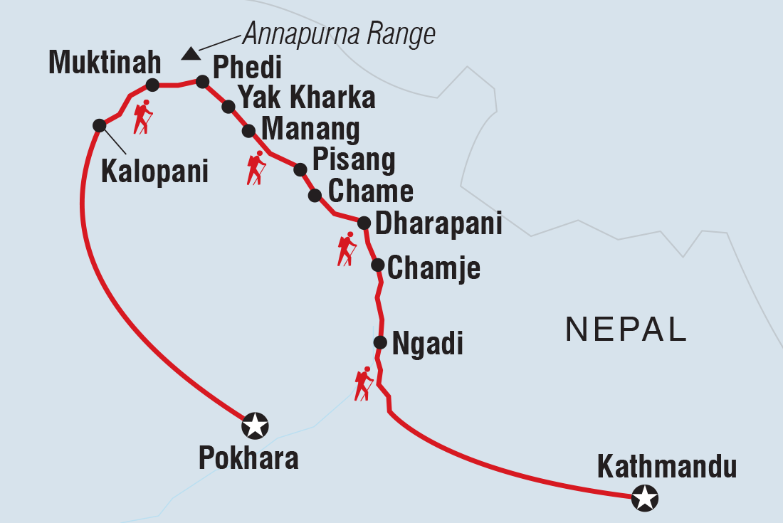 tourhub | Intrepid Travel | Annapurna Circuit Trek | Tour Map