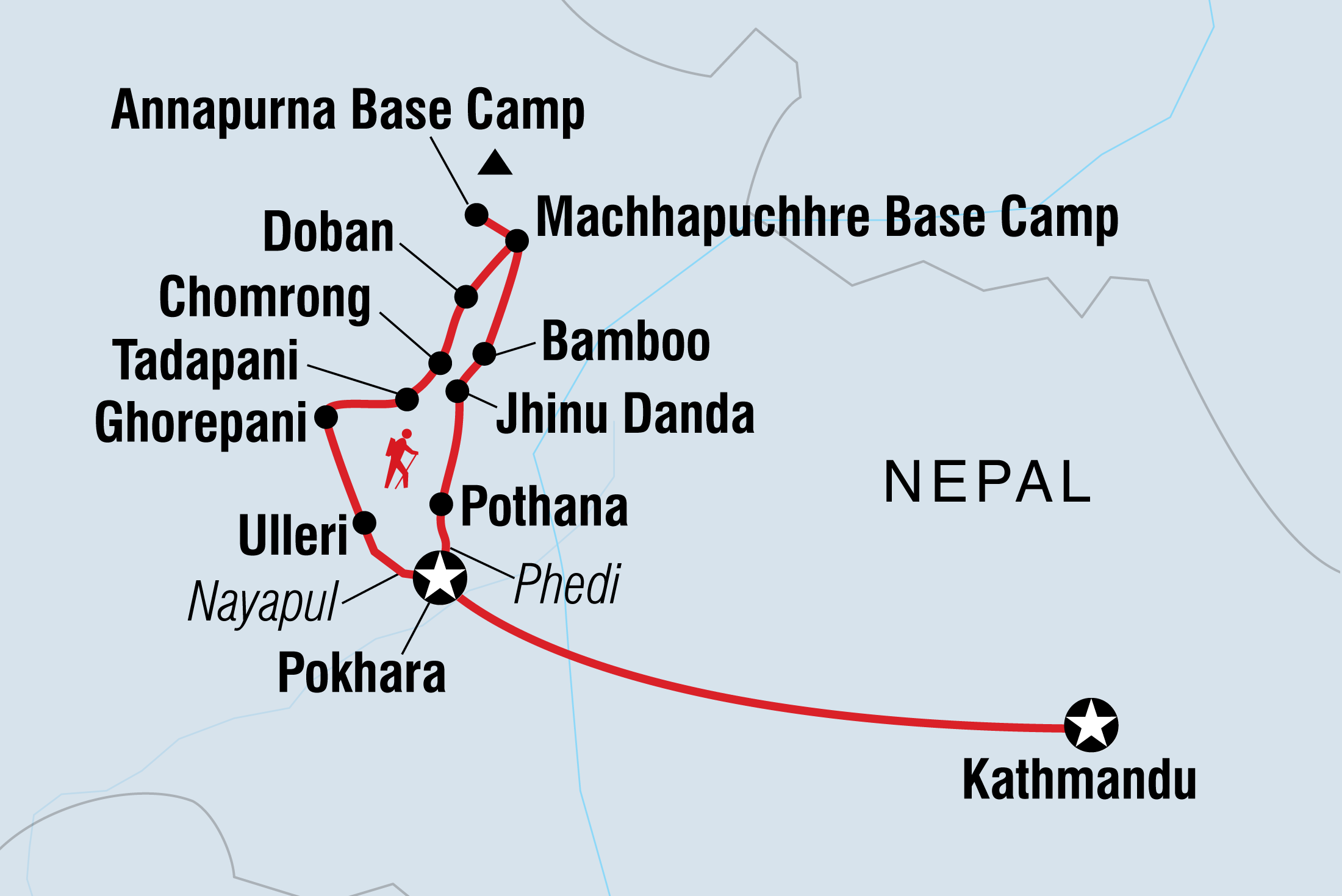 Annapurna Base Camp Trek Itinerary Map