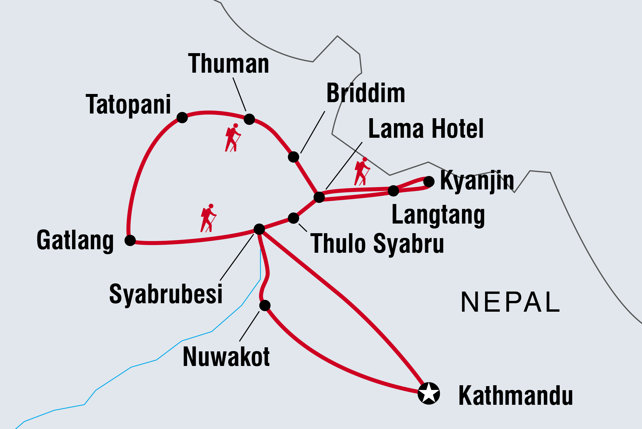 Tamang Heritage & Langtang Valley Trek Itinerary Map