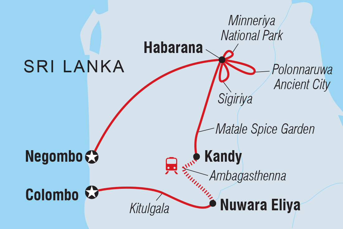 Premium Sri Lanka Itinerary Map