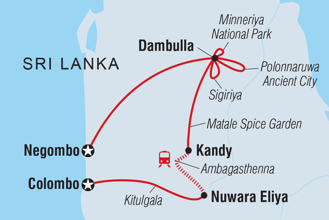 Premium Sri Lanka Itinerary Map