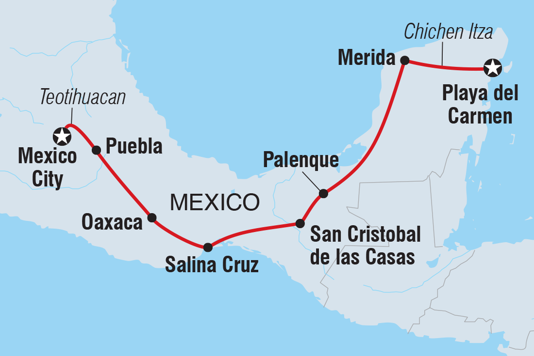 Best of Mexico Itinerary Map