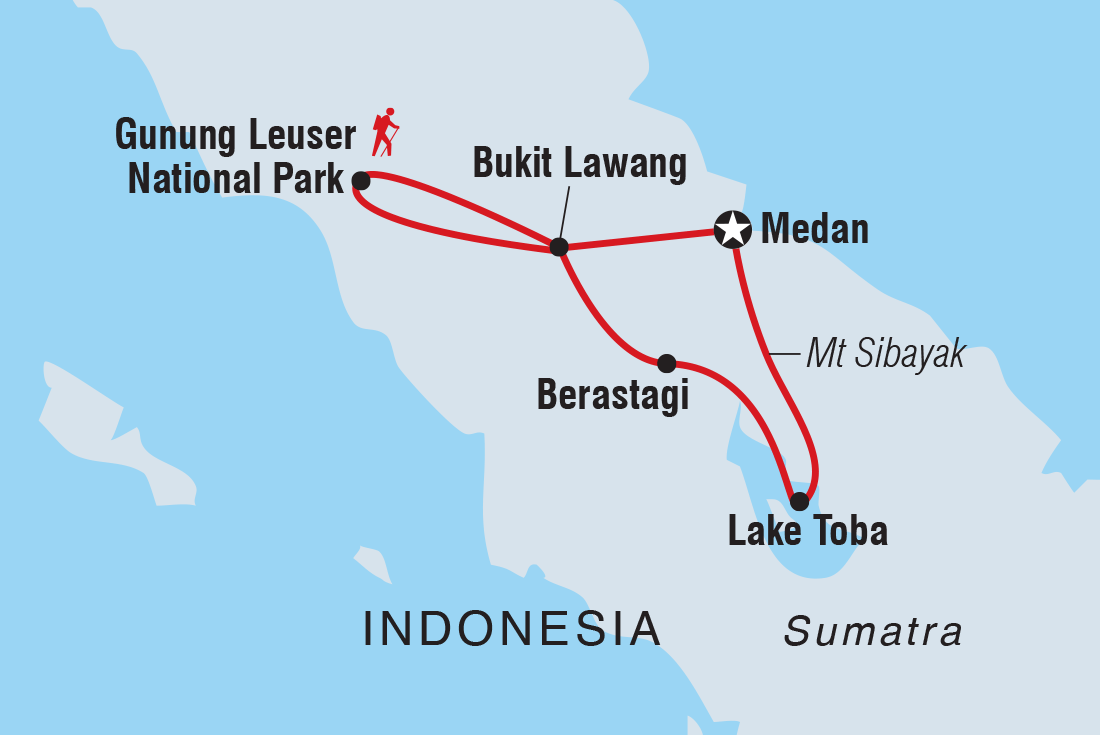 Sumatra Adventure Itinerary Map