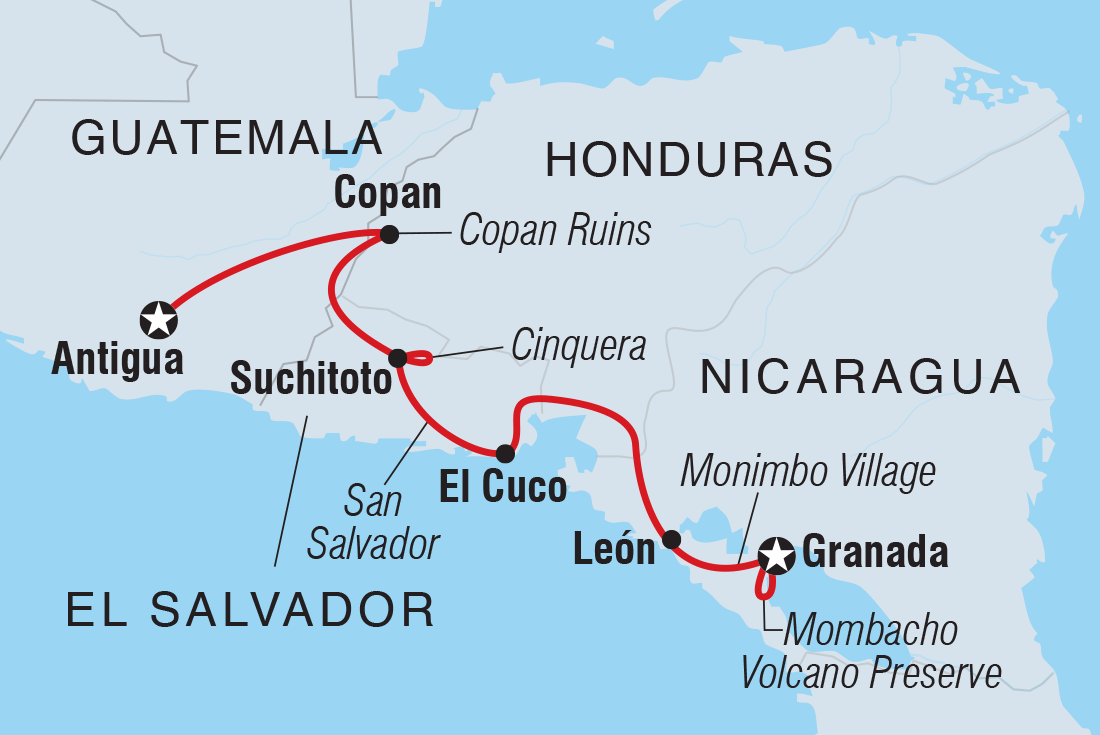 Nicaragua & Beyond Itinerary Map