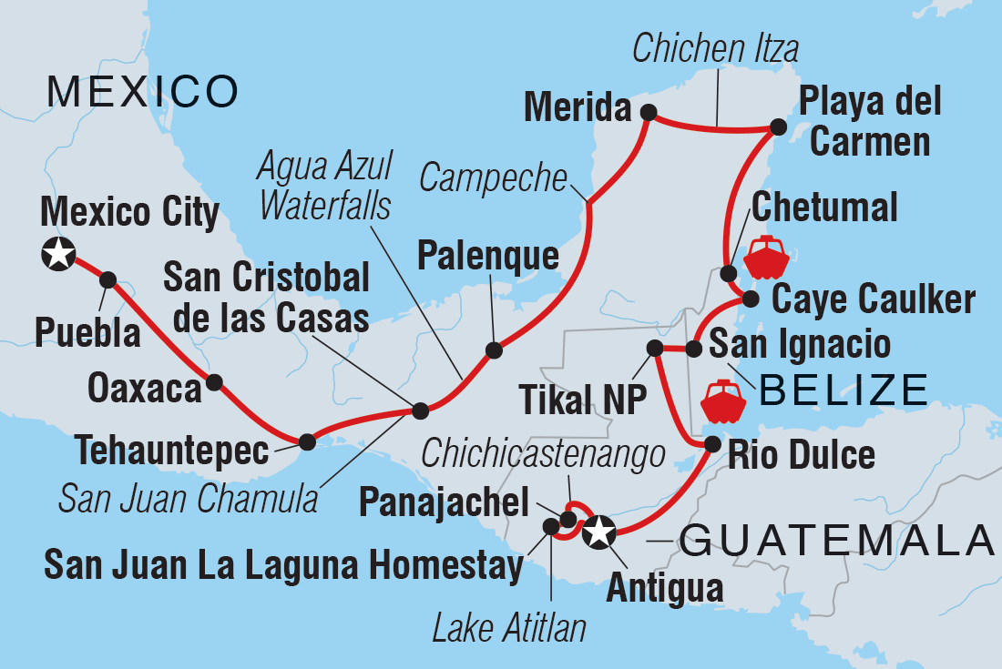 tourhub | Intrepid Travel | Central America Encompassed | Tour Map