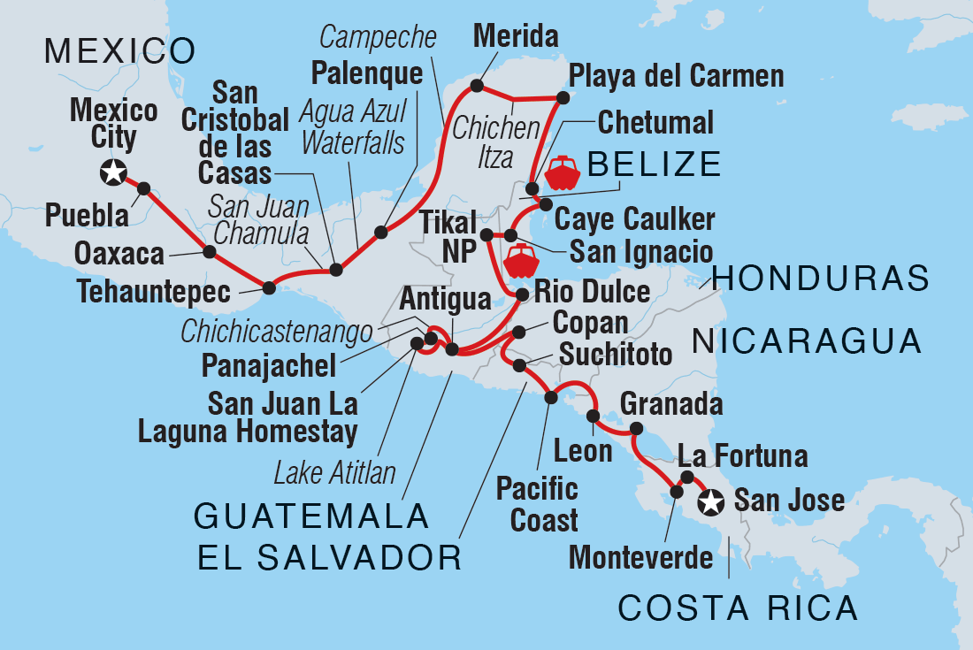 tourhub | Intrepid Travel | Central America Explorer | Tour Map