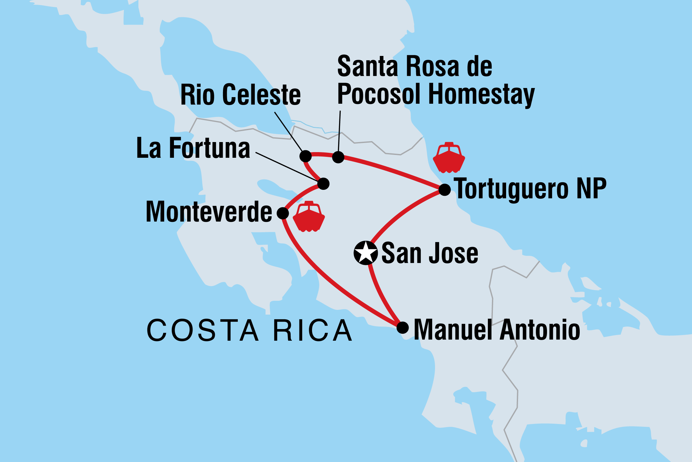 tourhub | Intrepid Travel | Classic Costa Rica | Tour Map