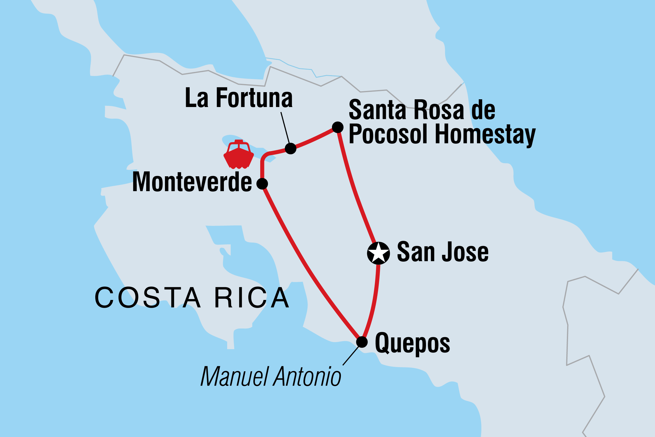 tourhub | Intrepid Travel | Costa Rica Experience | Tour Map