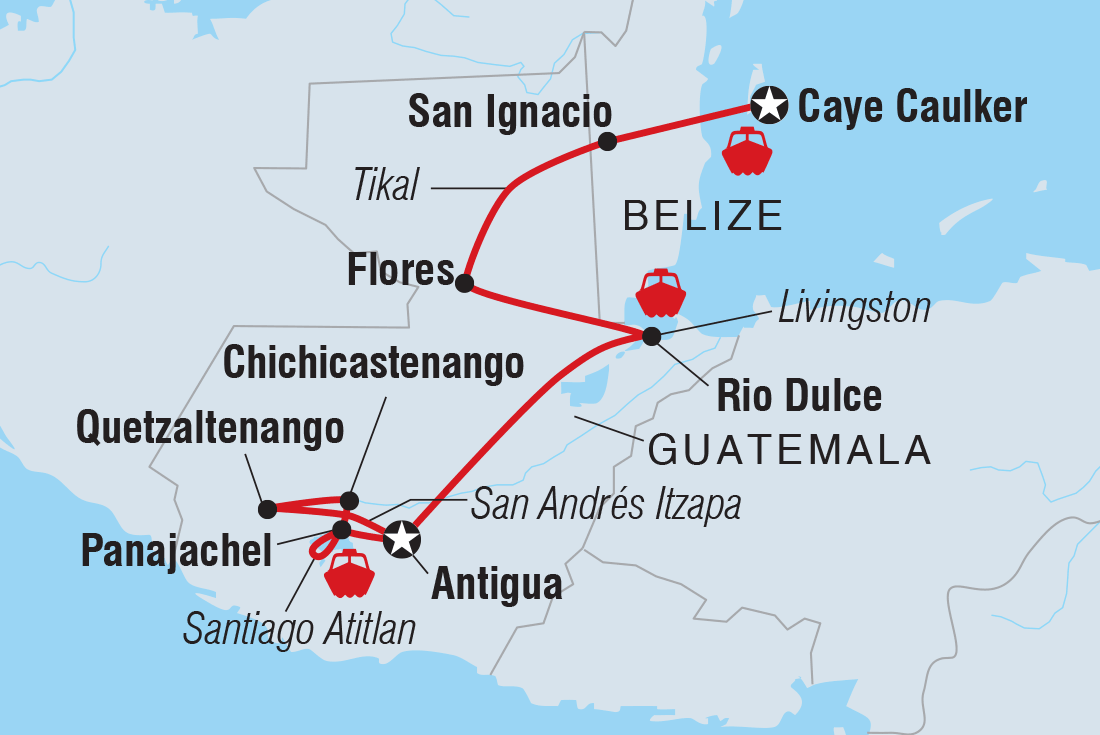 tourhub | Intrepid Travel | Best of Guatemala and Belize | Tour Map