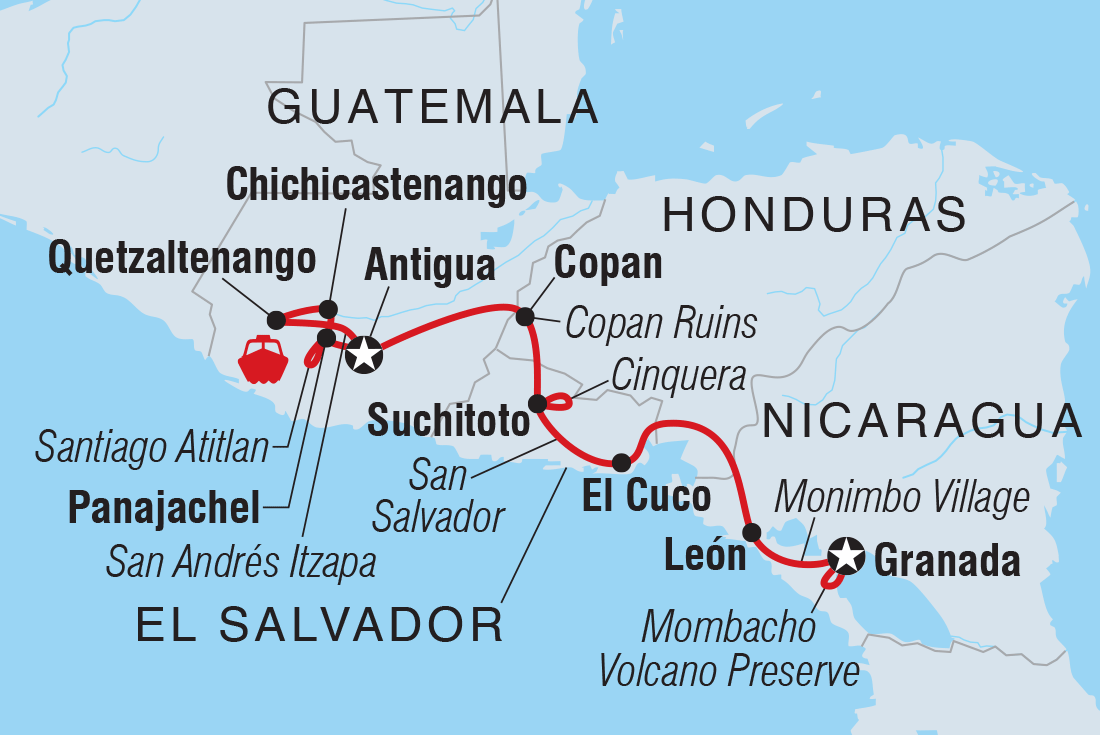 tourhub | Intrepid Travel | Heart of Central America | Tour Map