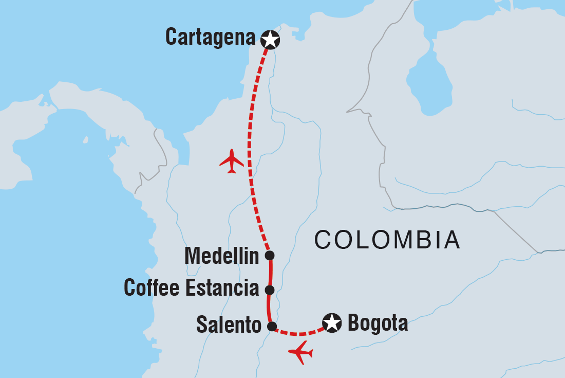 Cafe Colombia Itinerary Map