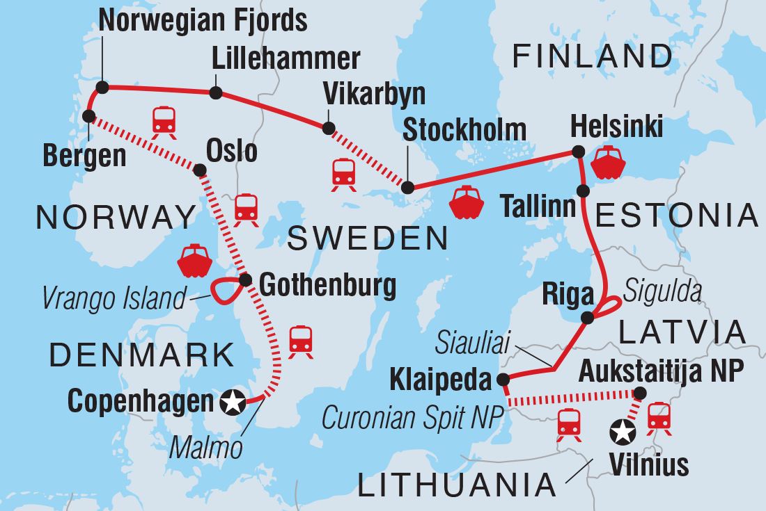 Scandinavia &amp; Baltic Circuit Itinerary Map