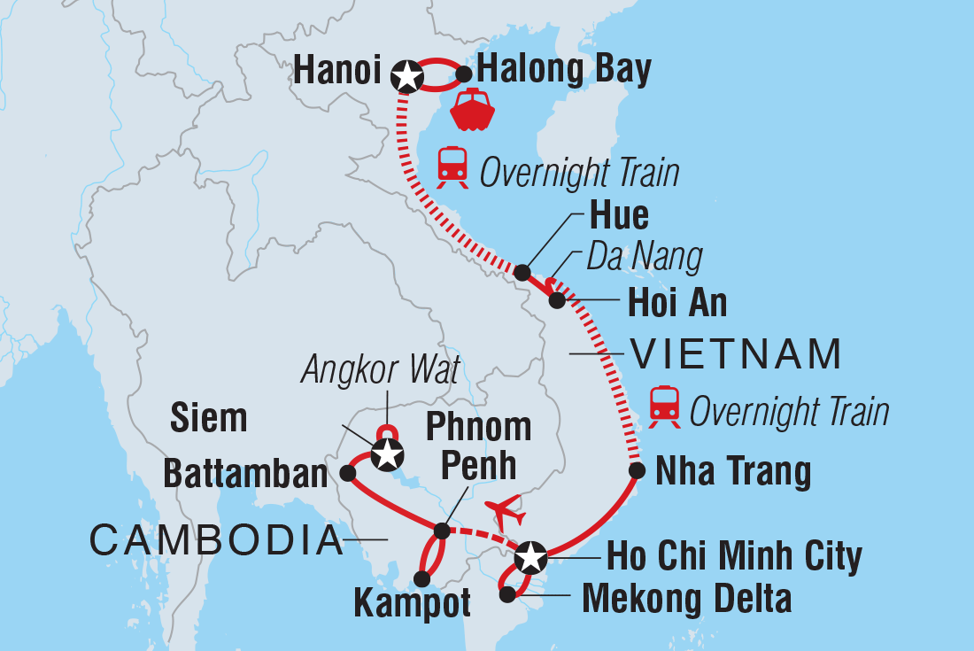 Vietnam & Cambodia Real Food Adventure Itinerary Map