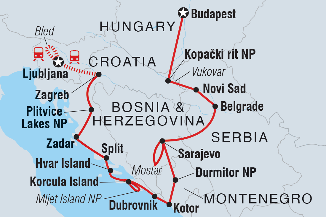 Budapest to Ljubljana Itinerary Map