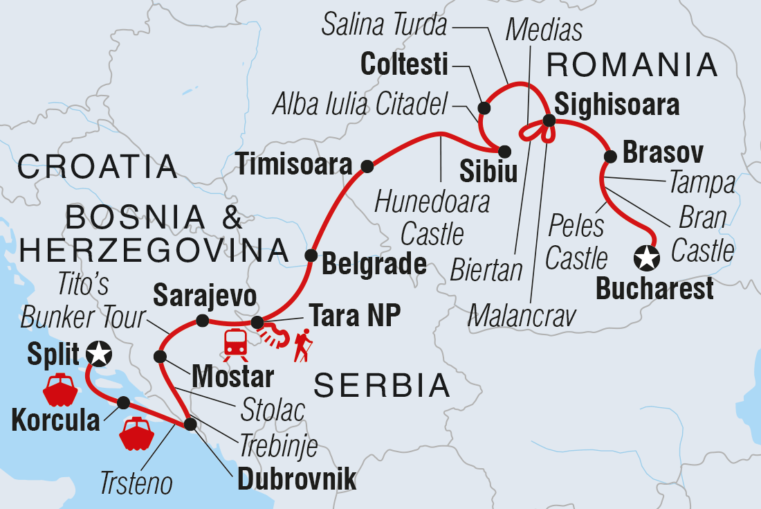 Premium Balkans in Depth Itinerary Map