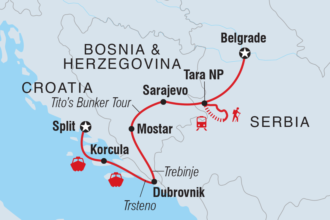 Premium Split to Belgrade Itinerary Map