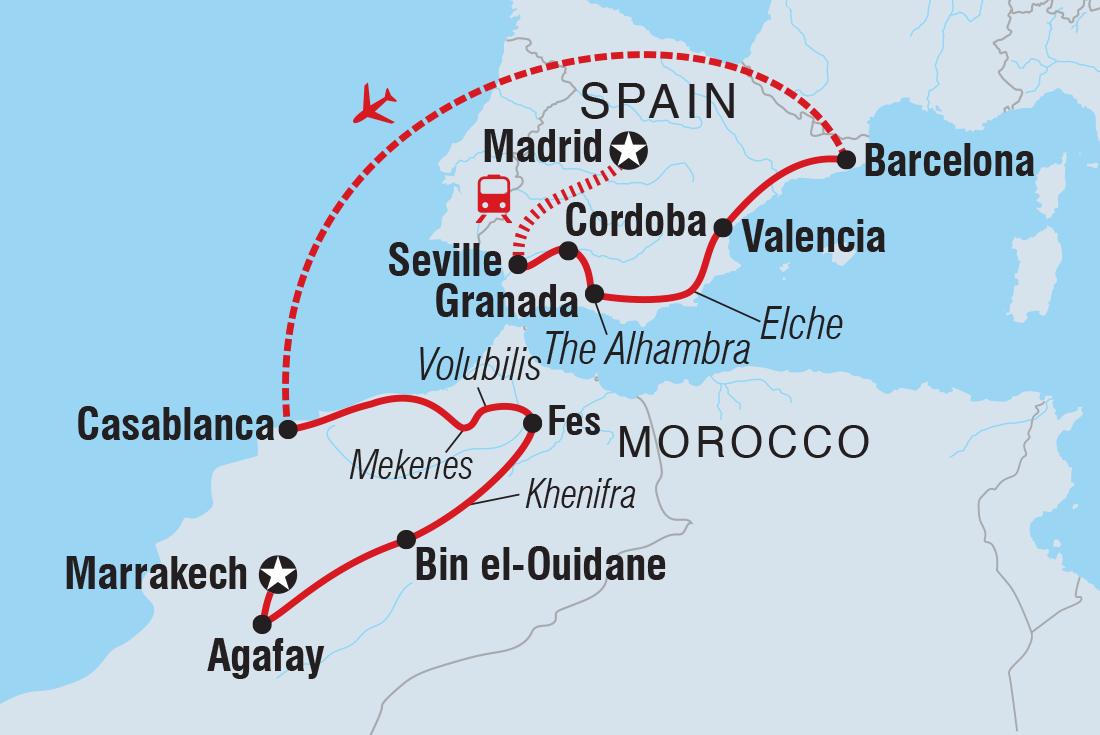 Premium Spain & Morocco Itinerary Map