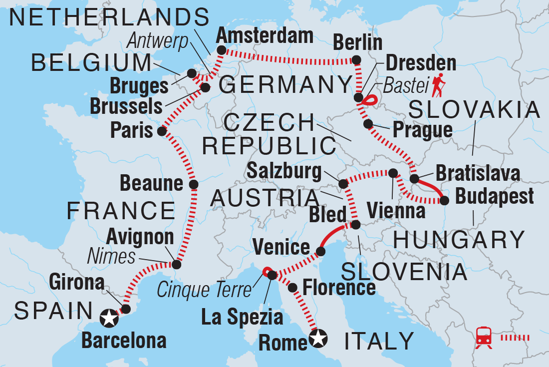 tourhub | Intrepid Travel | Europe Explorer | Tour Map