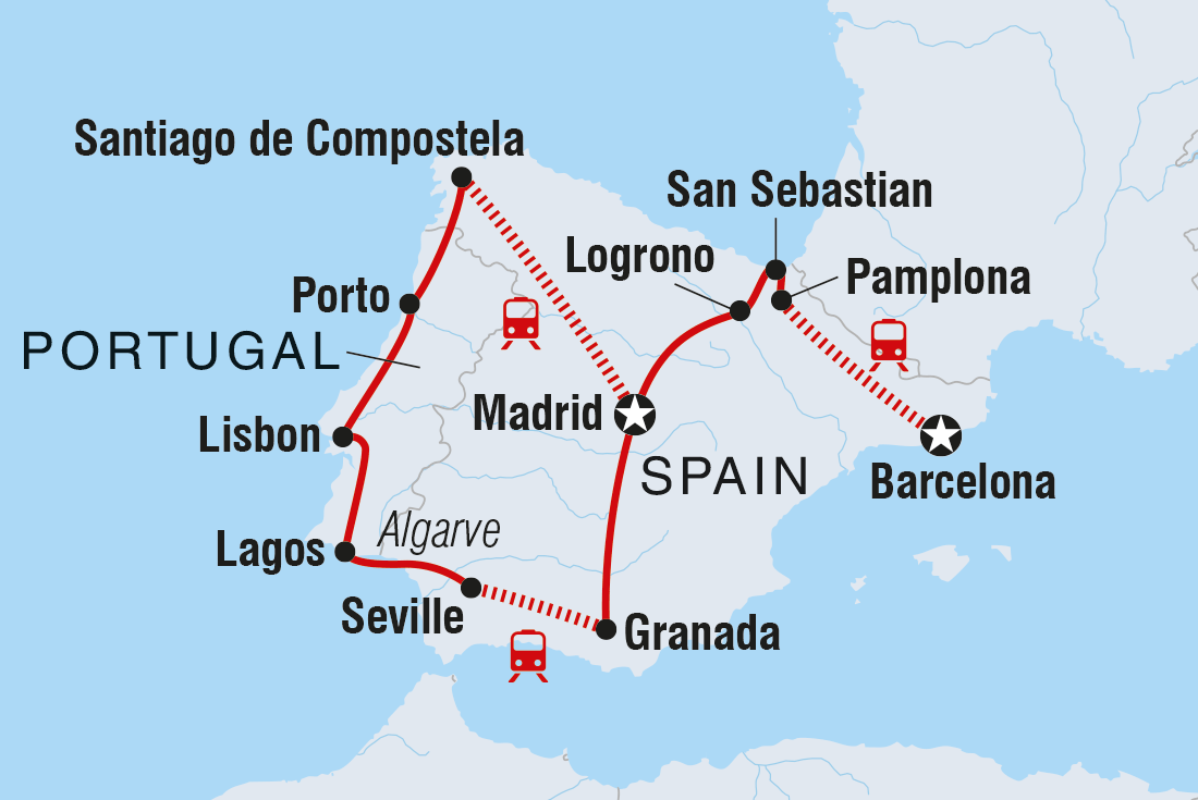 Classic Spain & Portugal Itinerary Map