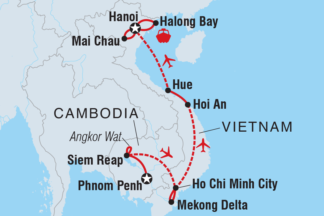 Premium Cambodia & Vietnam in Depth Itinerary Map