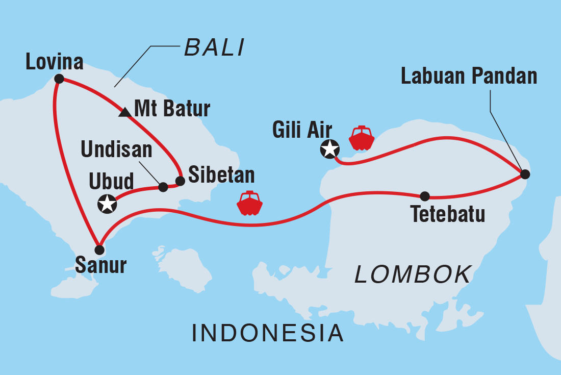 tourhub | Intrepid Travel | Bali & Lombok Adventure | Tour Map