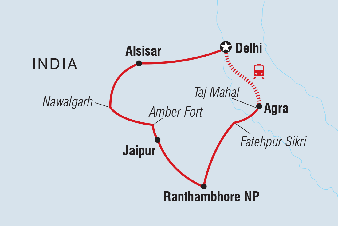 Northern India Family Holiday Itinerary Map