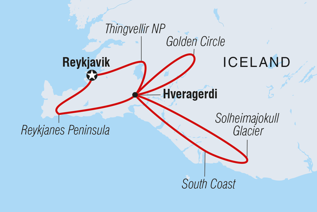 Iceland's Golden Circle in Depth Itinerary Map