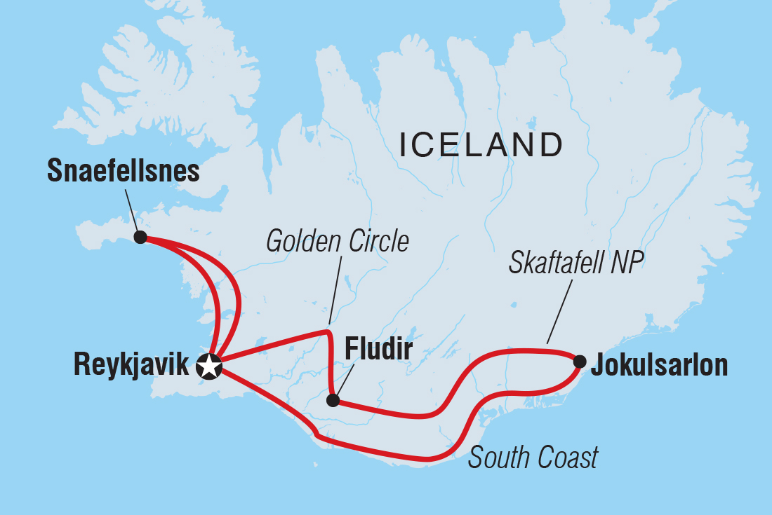 Premium Iceland in Winter Itinerary Map