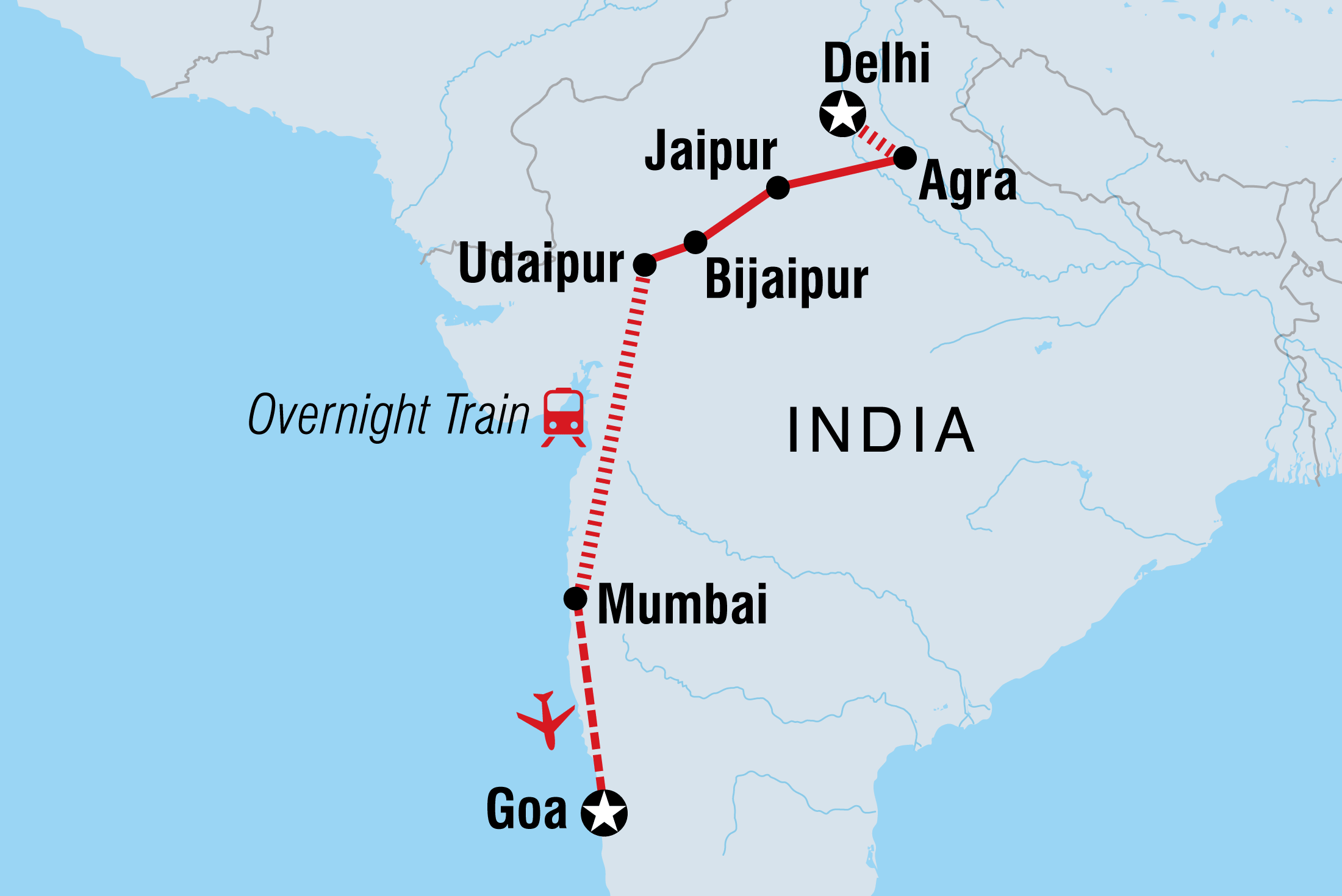 India Real Food Adventure Itinerary Map