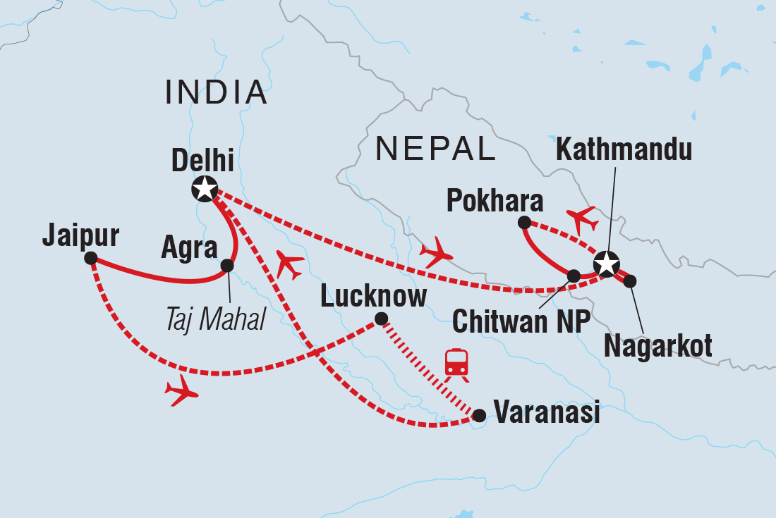 tourhub | Intrepid Travel | Premium India & Nepal | Tour Map