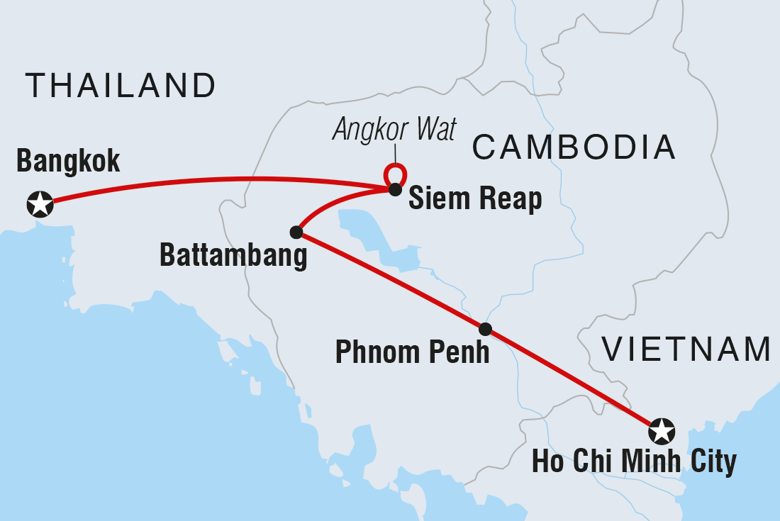 tourhub | Intrepid Travel | Cambodian Traveller | Tour Map