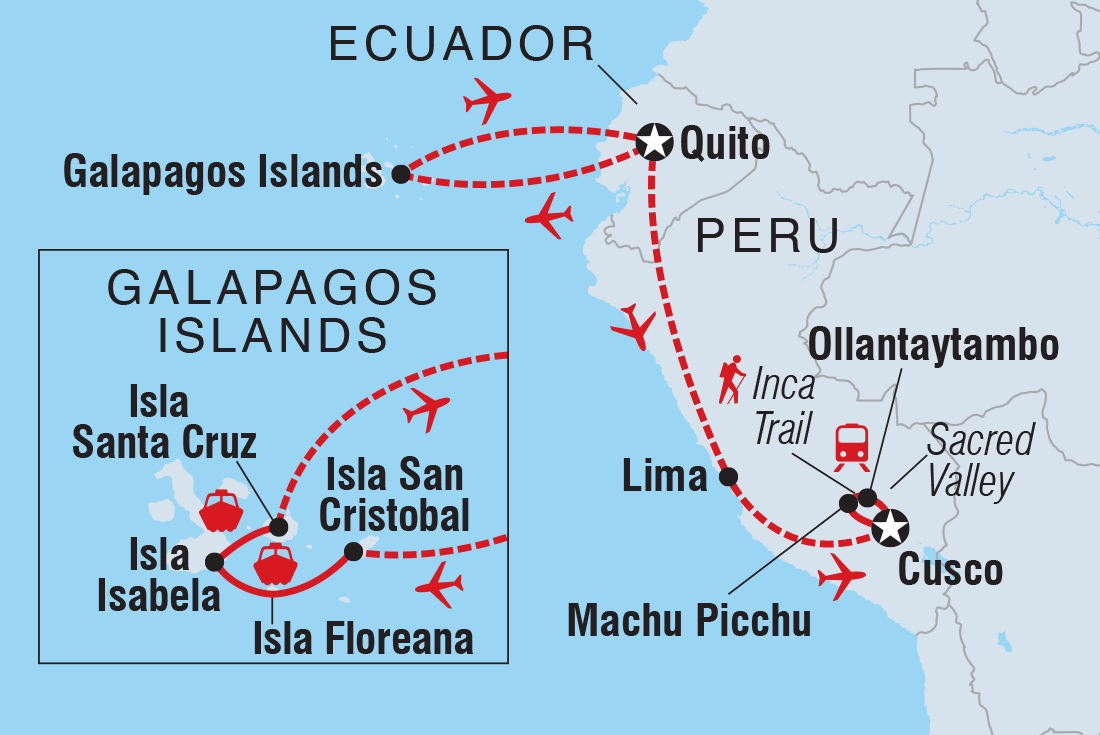 Galapagos &amp; Inca Trail Adventure Itinerary Map