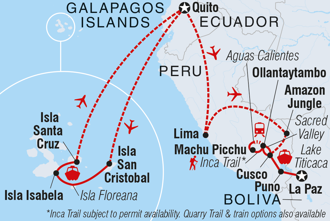 tourhub | Intrepid Travel | Galapagos & Peru Adventure  | Tour Map