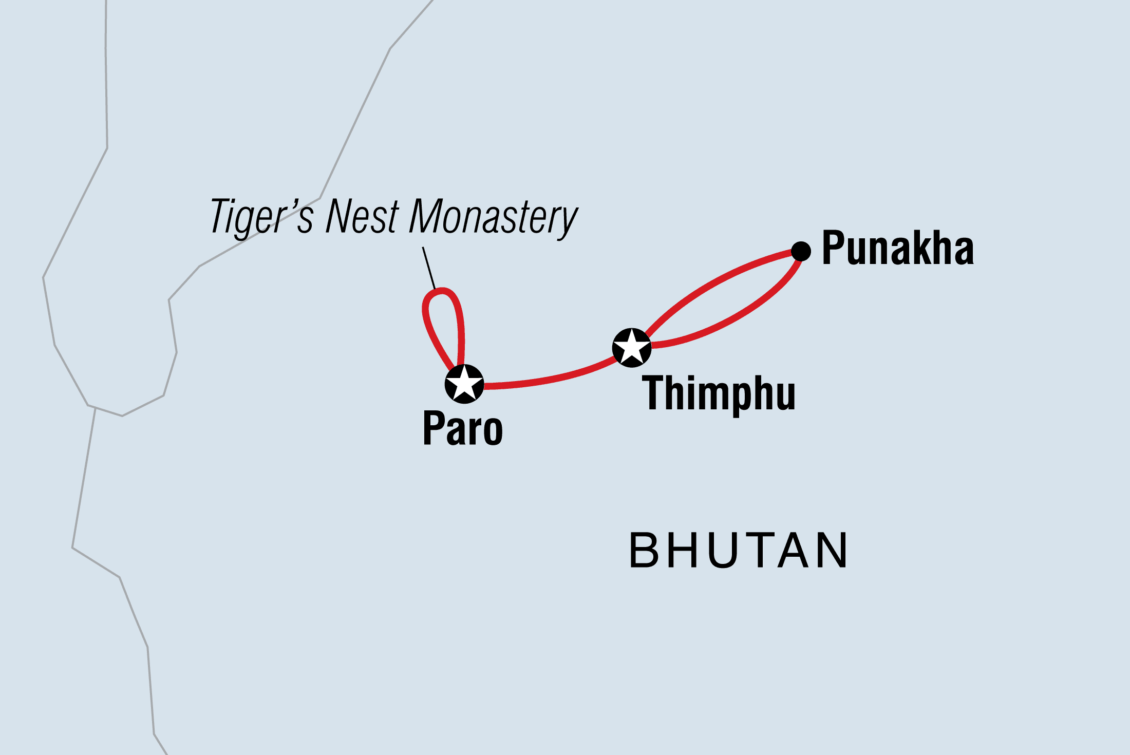 Bhutan Discovered Itinerary Map