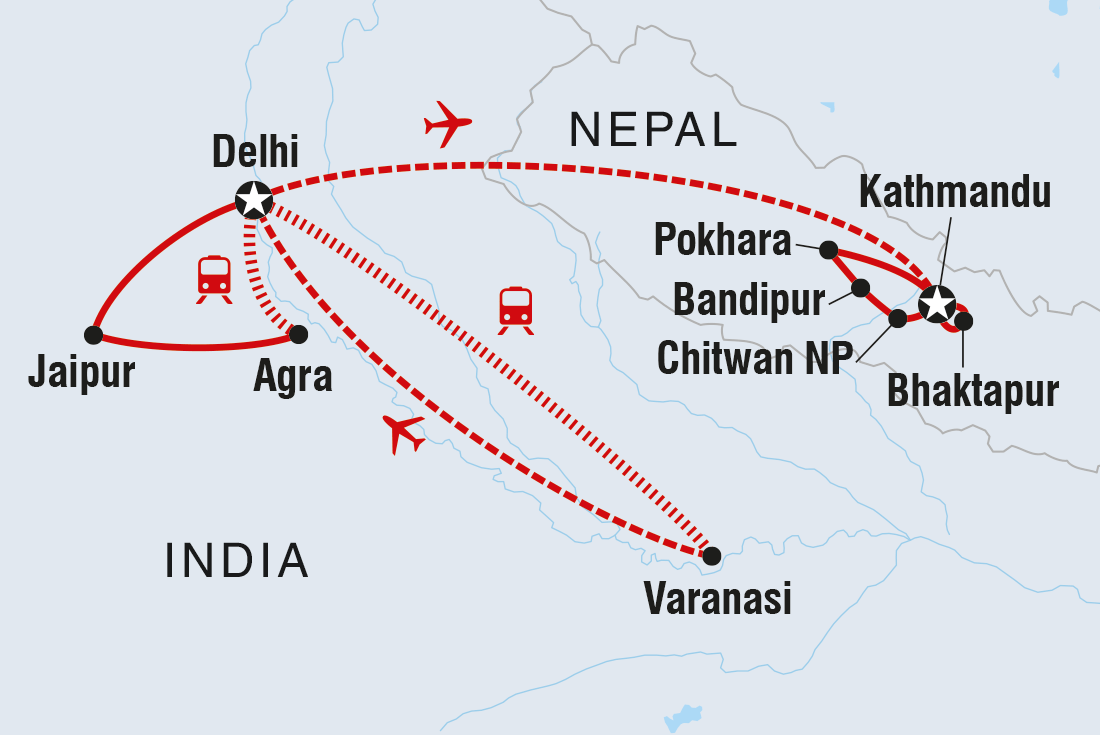 tourhub | Intrepid Travel | India & Nepal Adventure | Tour Map