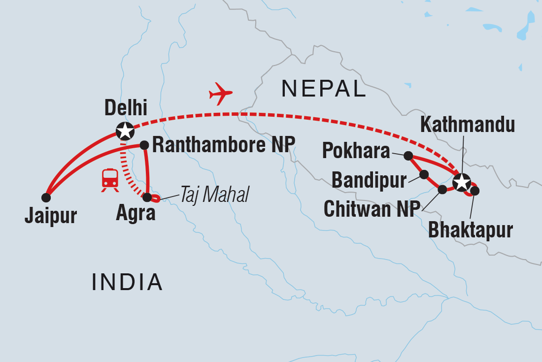 tourhub | Intrepid Travel | India & Nepal Adventure | Tour Map