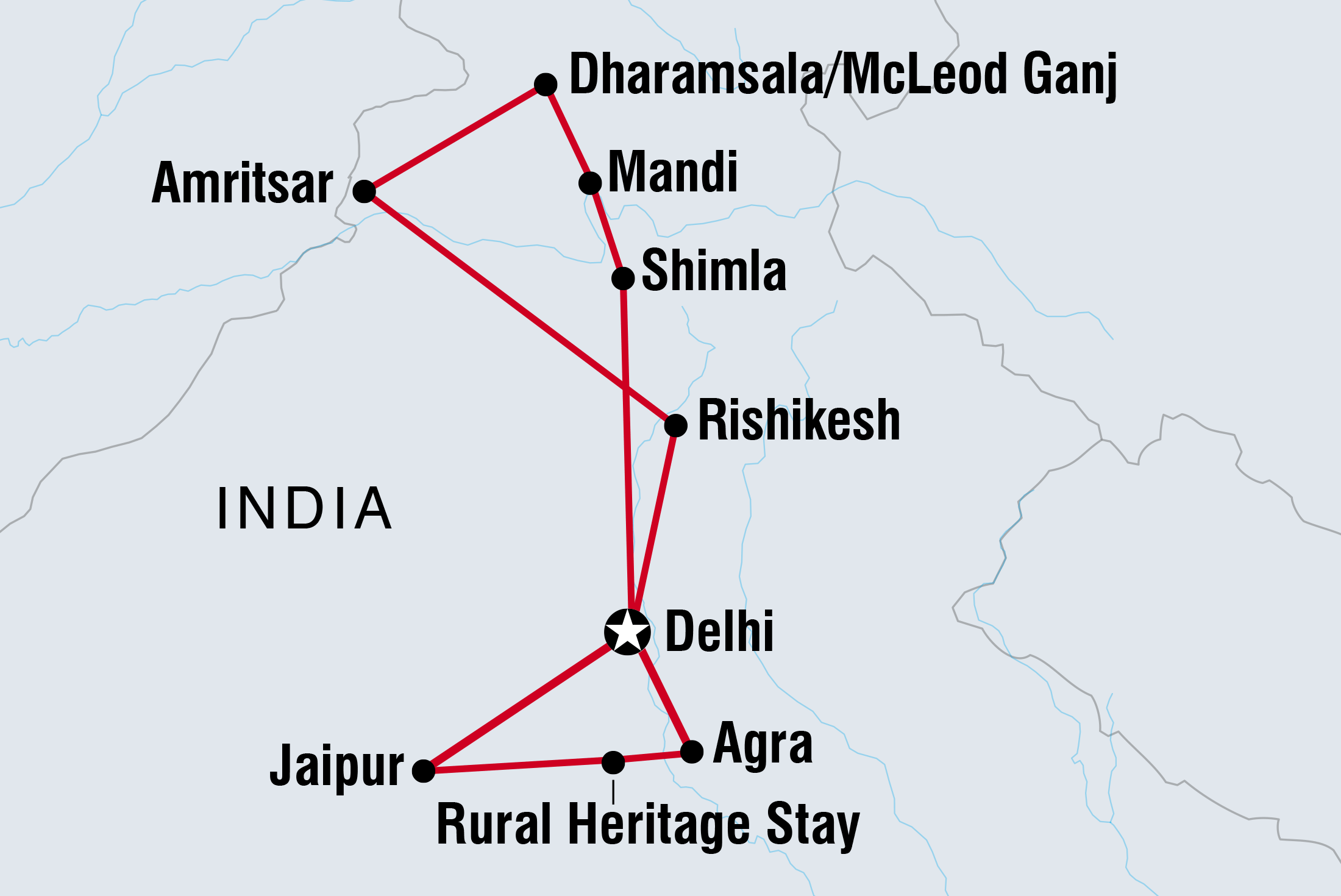 Best of India Itinerary Map