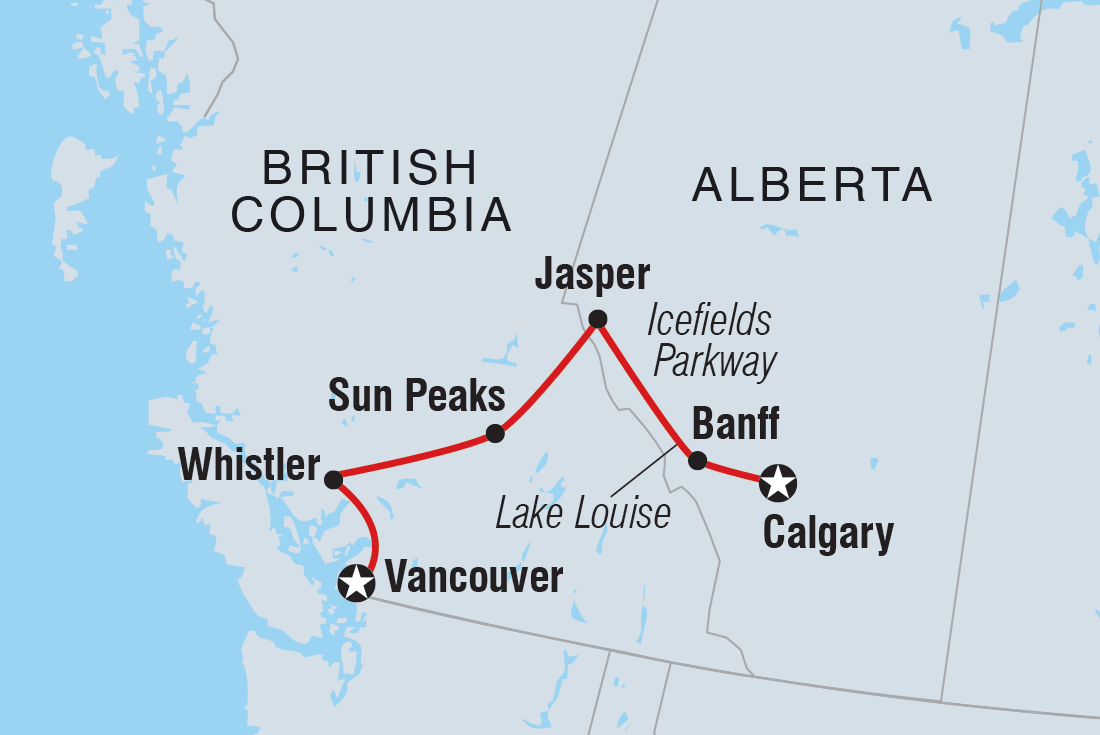 Grand Canadian Rockies Itinerary Map