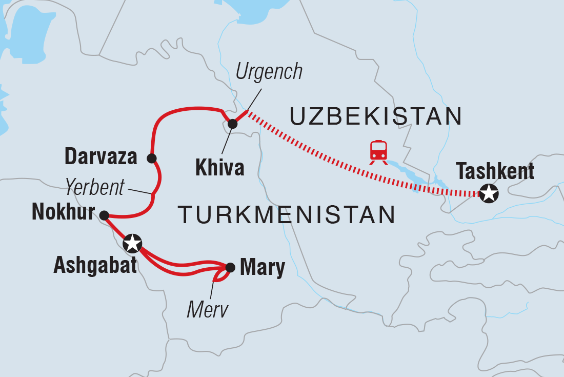 tourhub | Intrepid Travel | Tashkent to Ashgabat | Tour Map