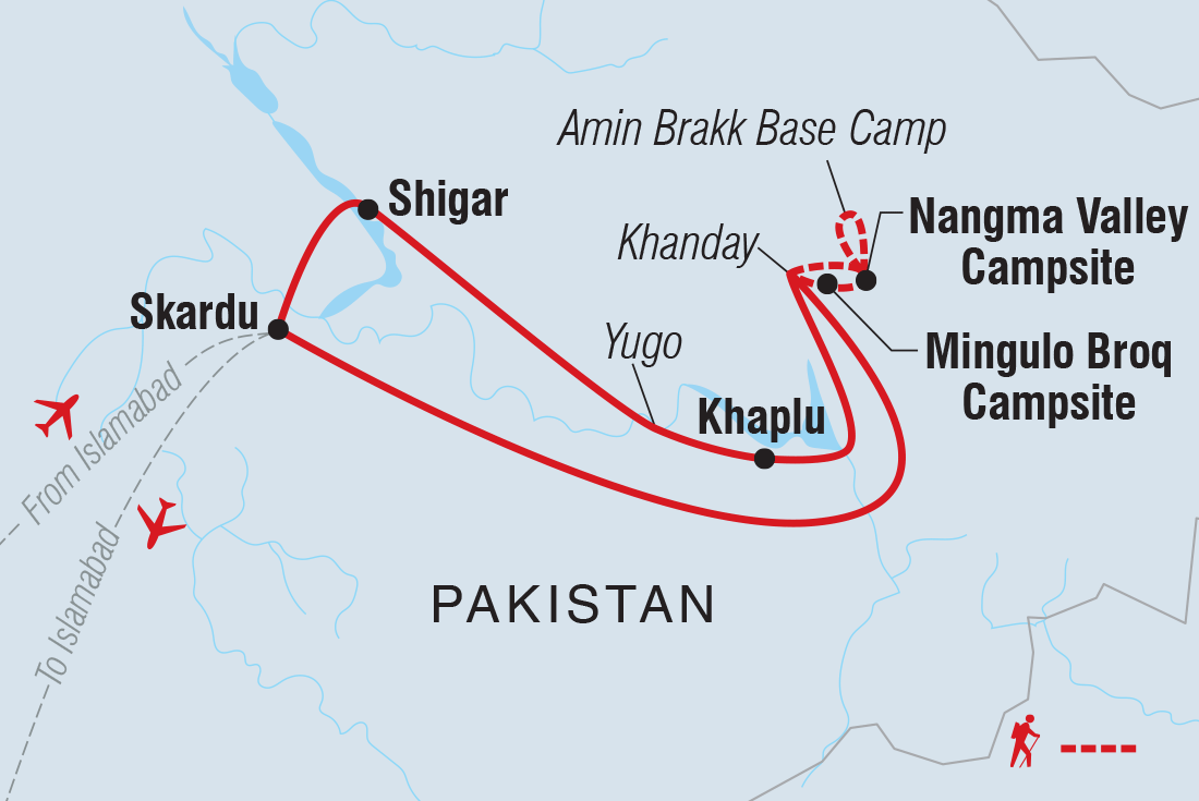 Trek Pakistan's Karakoram Mountains Itinerary Map