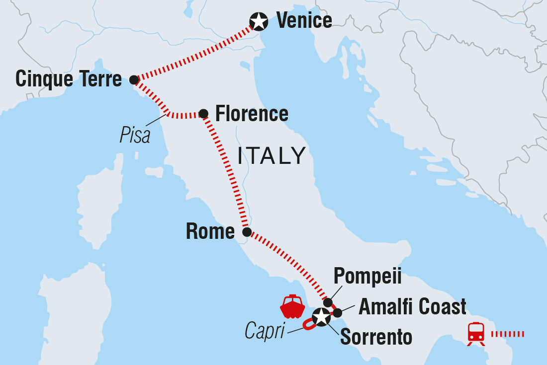 Best of Italy Family Holiday Itinerary Map