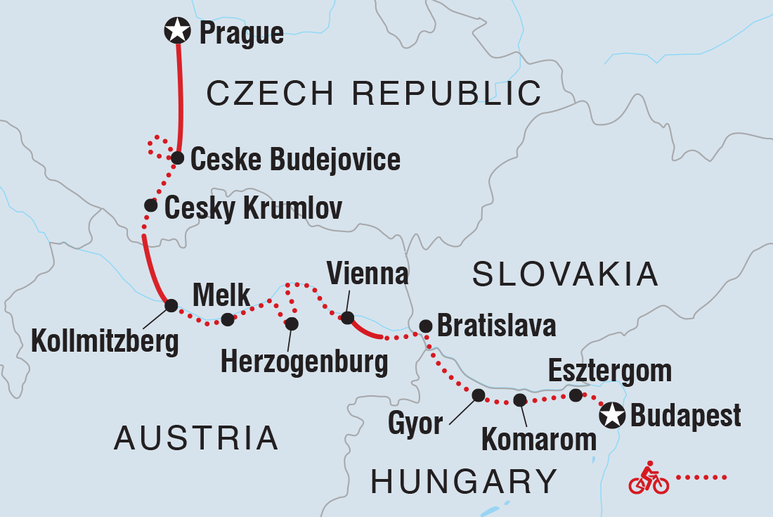 tourhub | Intrepid Travel | Cycle Central Europe & the Danube | Tour Map