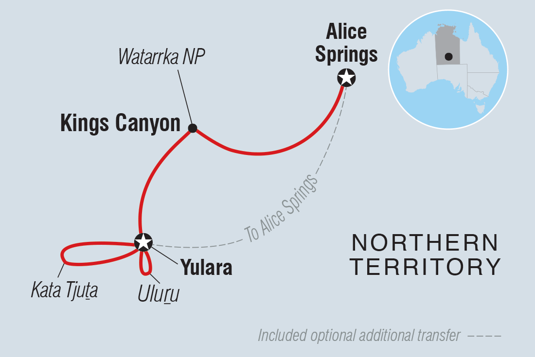 Uluru &amp; Kings Canyon Family Adventure Itinerary Map