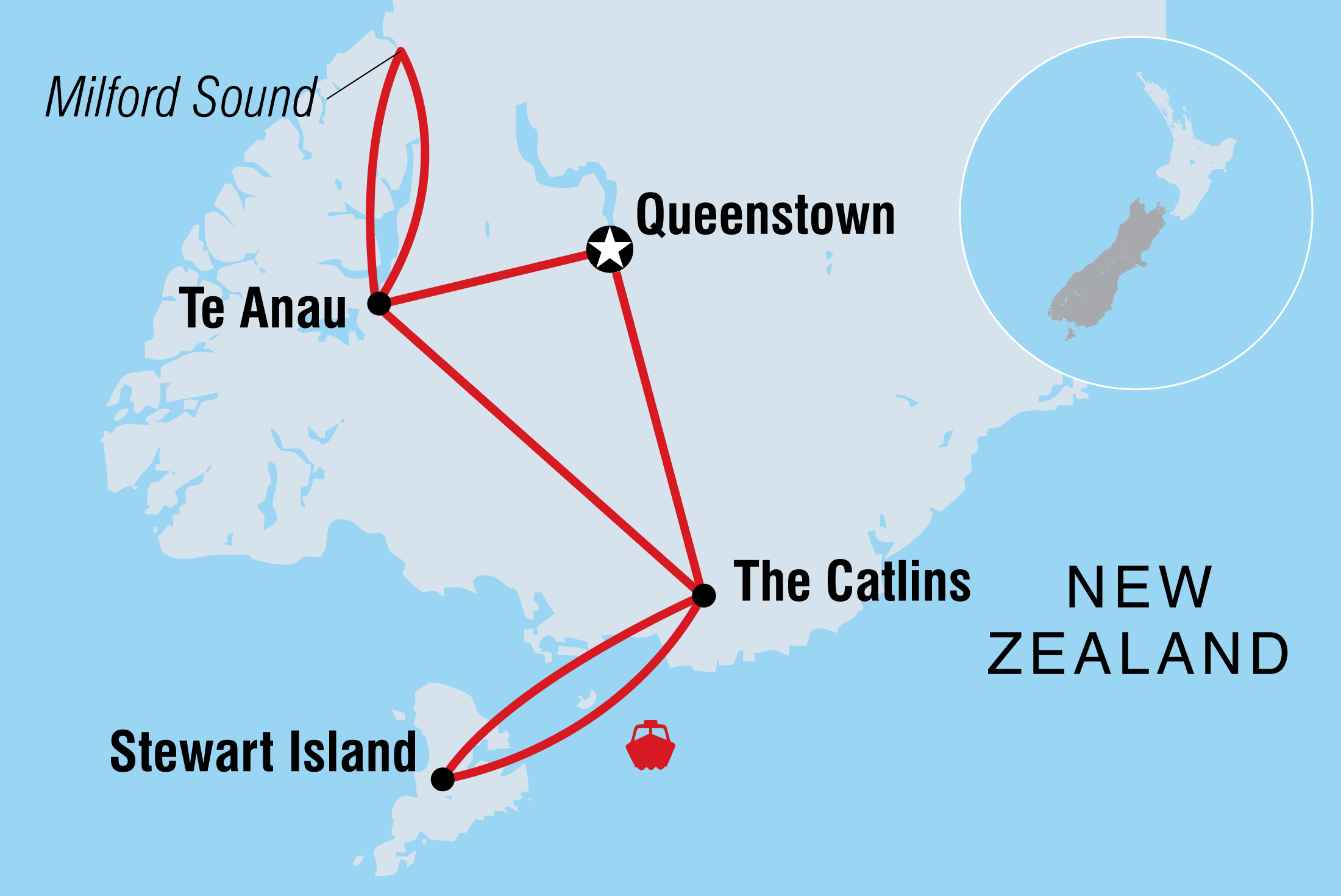 Queenstown Southern Loop Itinerary Map