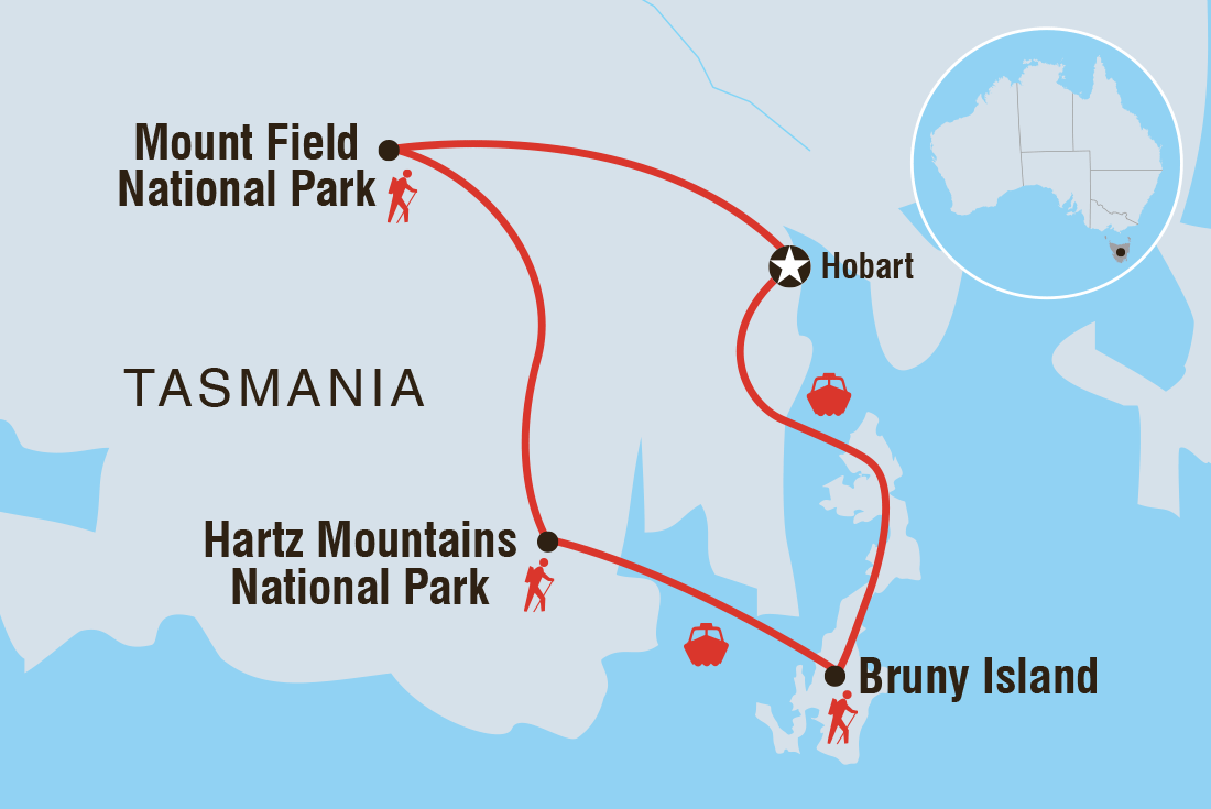 tourhub | Intrepid Travel | Walk Bruny Island & Tasmania's South West | Tour Map