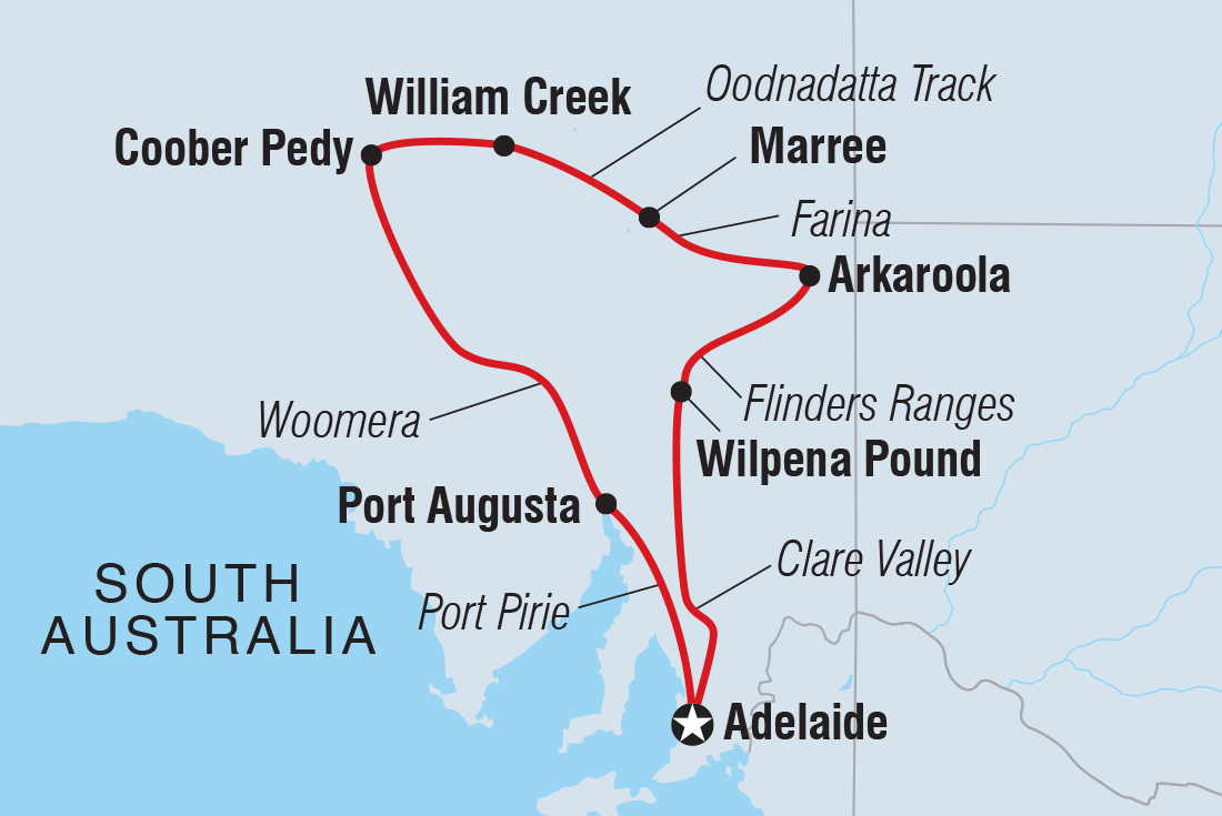 South Australia Outback Adventure Itinerary Map