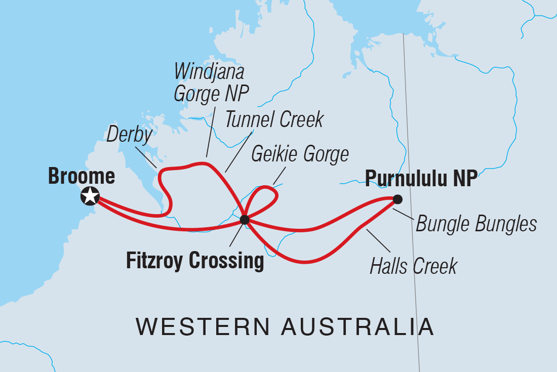 tourhub | Intrepid Travel | Broome to the Bungle Bungles  | Tour Map