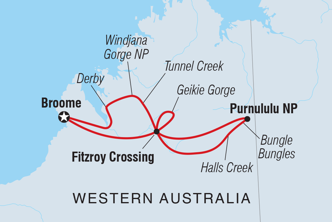 Broome to the Bungle Bungles Itinerary Map