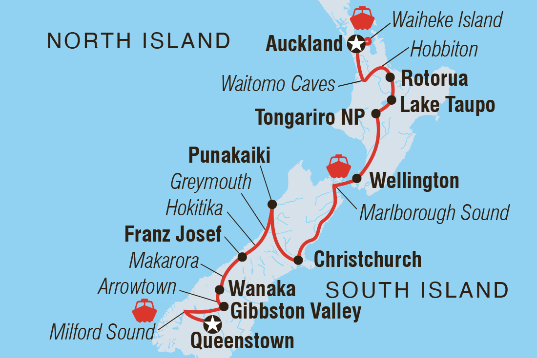 tourhub | Intrepid Travel | Premium New Zealand Encompassed | Tour Map