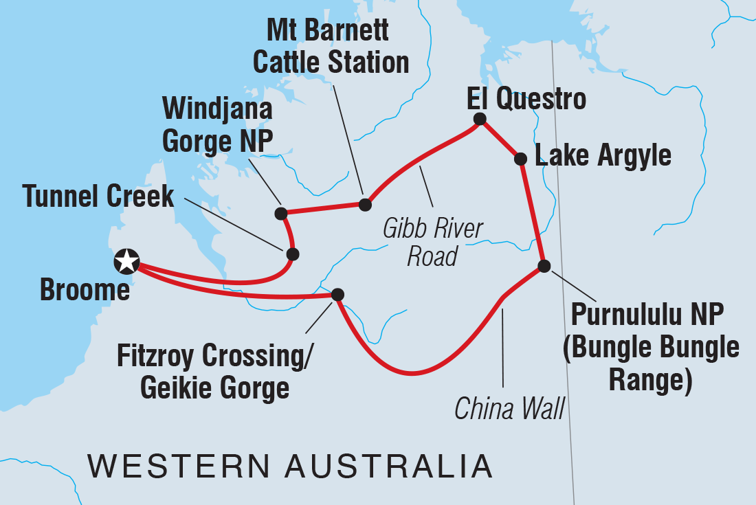 tourhub | Intrepid Travel | Wild Kimberley Overland  | Tour Map